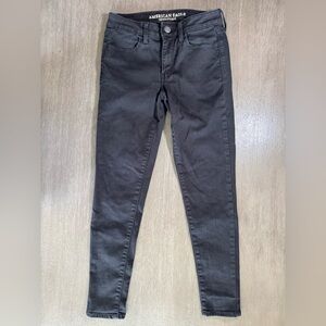AEO Solid Black Jeggings Skinny Jeans Denim Pants 6